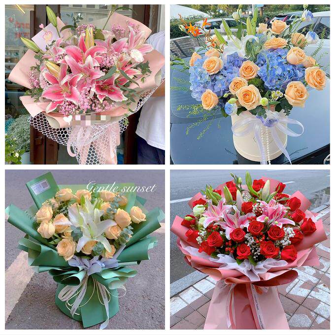 山东青岛市胶州市平度市莱西市鲜花店同城送玫瑰香水百合生日花束