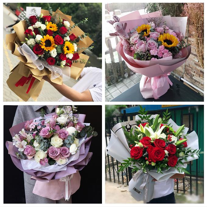 康乃馨玫瑰绣球混搭花束上海松江区中山广富林泗泾同城鲜花店配送