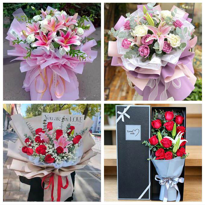 送洛阳市洛宁县伊川县偃师市鲜花店同城配送老婆香水百合玫瑰花束