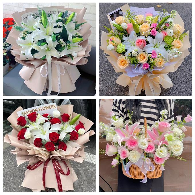 天津市滨海新区大沽新北北塘街同城鲜花店女朋友生日玫瑰百合花束