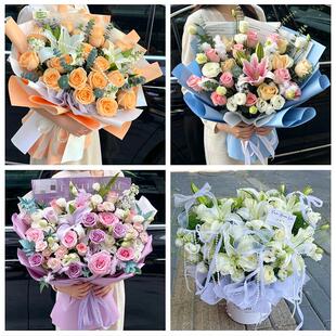 南阳西峡镇平内乡淅川社旗县鲜花店同城配送朋友生日玫瑰百合花束