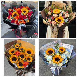 送西宁市大通县湟中县湟源县同城鲜花店父亲节向日葵花束男士生日