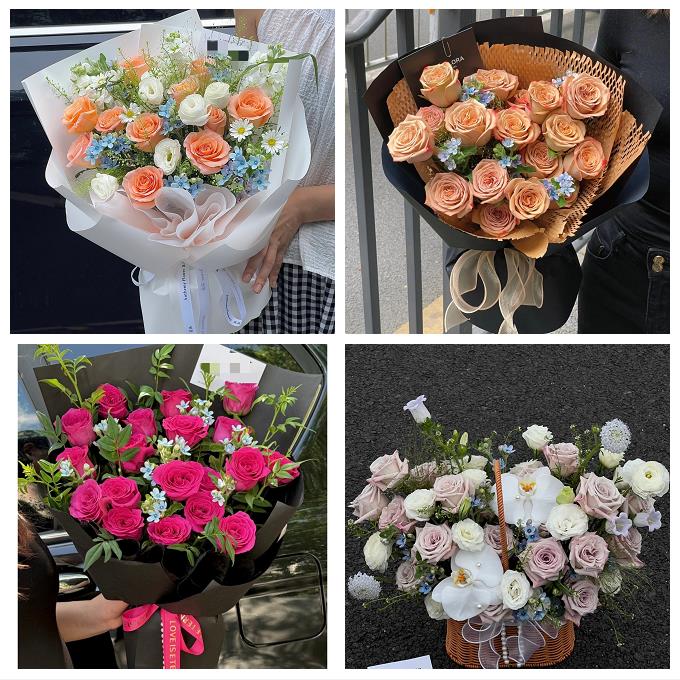 送赣州市石城县瑞金市南康区鲜花店卡布碎冰蓝紫玫瑰花束同城配送