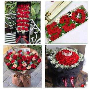 阿图什市喀什市莎车县和田市同城鲜花店情人节表白送玫瑰花束礼盒