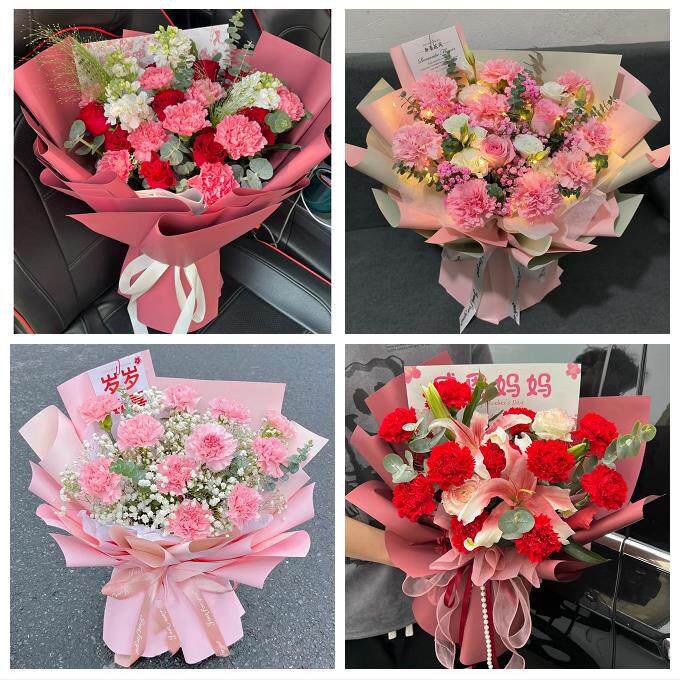 洛阳市栾川县嵩县汝阳宜阳县同城鲜花店订38妇女节康乃馨百合花束