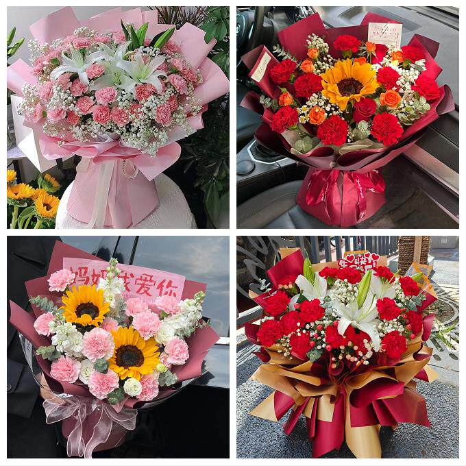 贵阳市白云区观山湖区开阳县同城鲜花店订38妇女节康乃馨百合花束