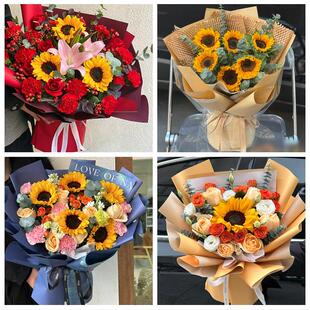 河池市巴马都安大化县宜州市同城鲜花店父亲节向日葵花束男士生日