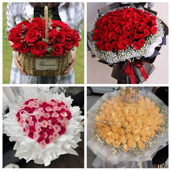 咸阳市秦都杨陵渭城区三原县同城鲜花店情人节表白送玫瑰花束礼盒