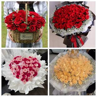 咸阳市秦都杨陵渭城区三原县同城鲜花店情人节表白送玫瑰花束礼盒