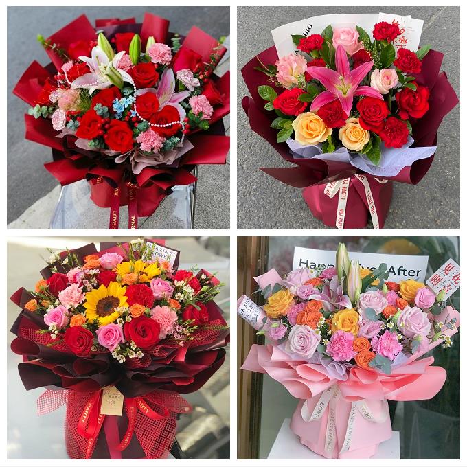 克拉玛依市独山子区白碱滩区鲜花店同城送女朋友玫瑰混搭生日花束