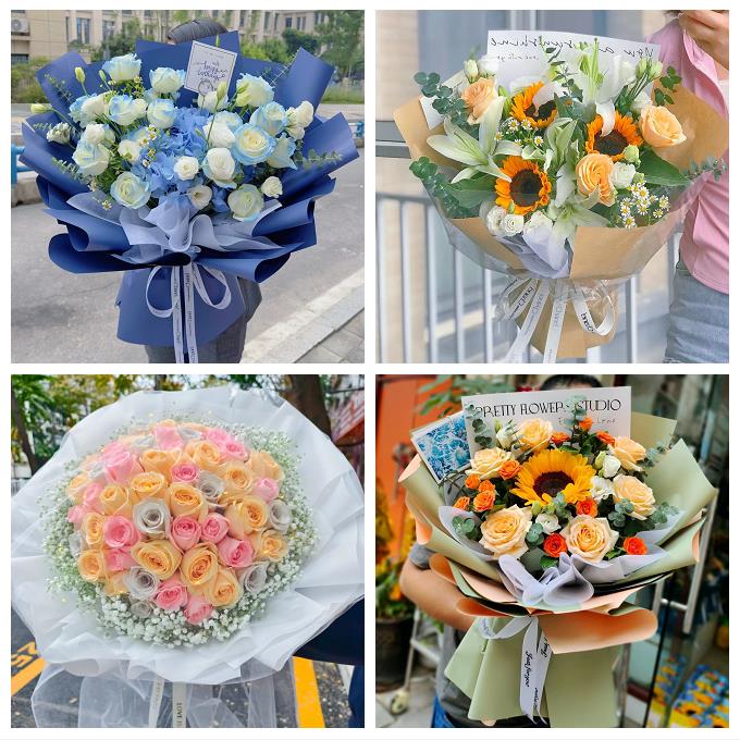 深圳盐田沙头角梅沙盐田海山鲜花店同城送女朋友玫瑰混搭生日花束