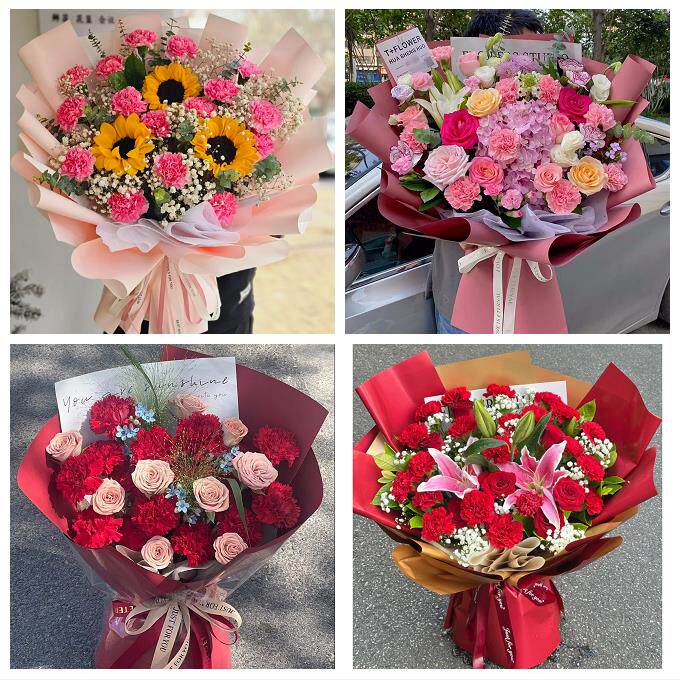 上海市闵行区梅陇吴泾马桥镇同城鲜花店订38妇女节康乃馨百合花束