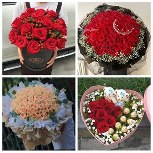 广西桂林市灵川全州兴安永福县同城鲜花店订33朵玫瑰送情人女朋友