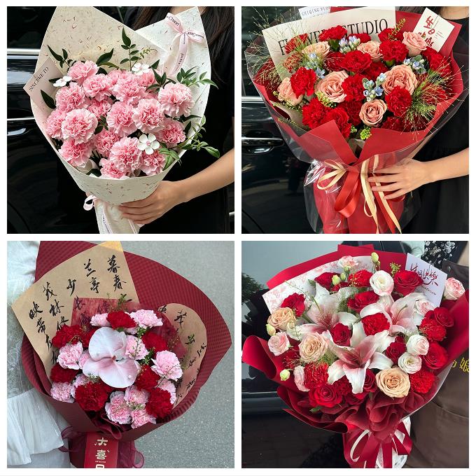 锦州市黑山县义县凌海北镇市同城鲜花店送长辈康乃馨百合生日花束