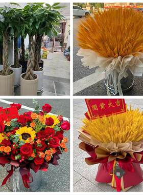 送抚州市崇仁县乐安县宜黄县同城花店订鲜花大麦开业花篮店铺开张