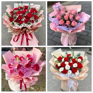 上海市浦东新区张江三林惠南镇同城鲜花店订33朵玫瑰送情人女朋友