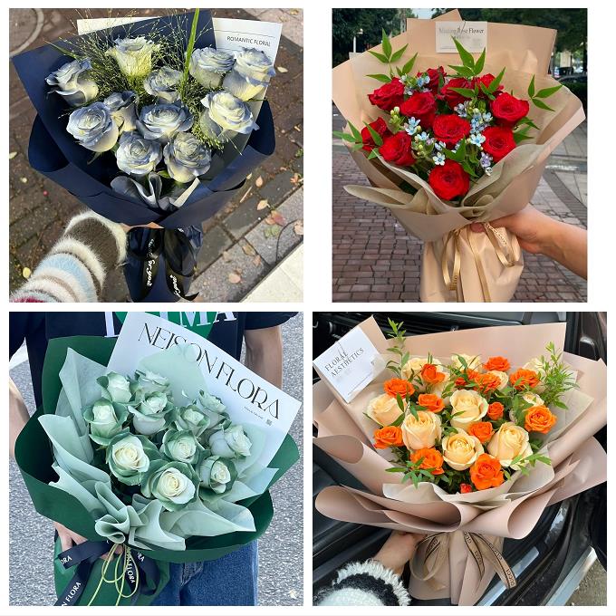 淮安市淮安淮阴清江浦洪泽区鲜花店卡布碎冰蓝紫玫瑰花束同城配送