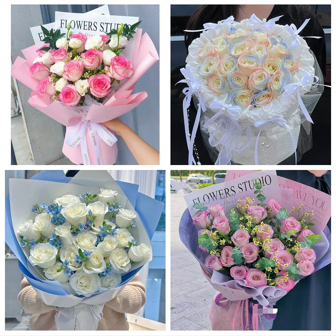 石家庄长安桥西新华井陉矿区鲜花店卡布碎冰蓝紫玫瑰花束同城配送