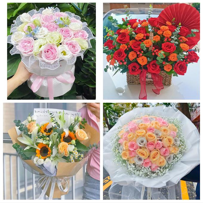 丽水青田缙云遂昌松阳云和县鲜花店同城送女朋友玫瑰混搭生日花束