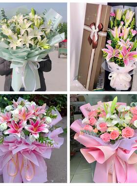黔西南州兴义市兴仁县普安县鲜花店同城配送老婆香水百合玫瑰花束