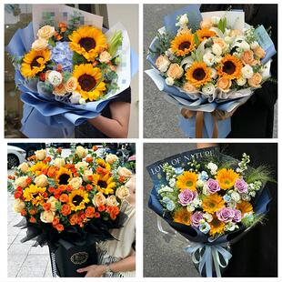 送鹰潭市月湖区余江县贵溪市同城鲜花店成人礼高考向日葵玫瑰花束