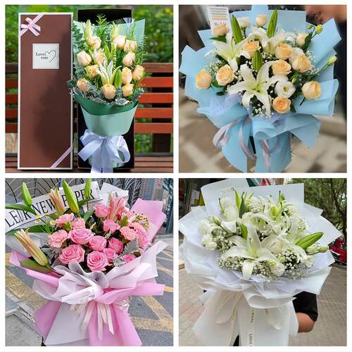 大庆市肇源县林甸杜尔伯蒙县鲜花店同城配送老婆香水百合玫瑰花束