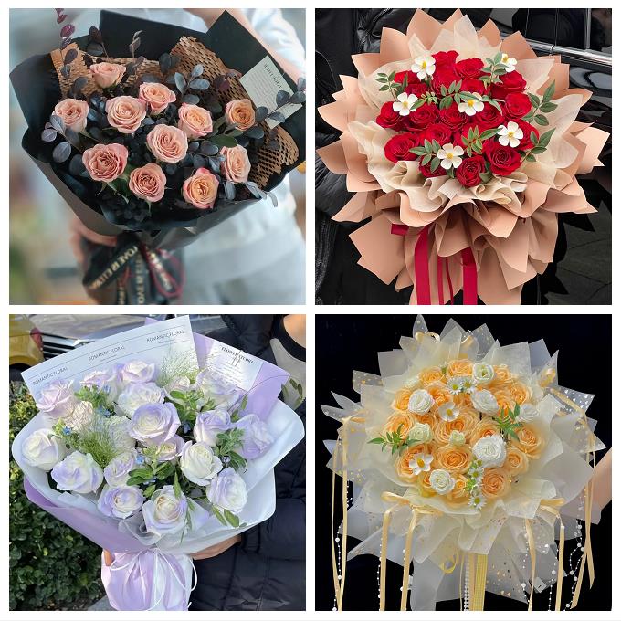 沧州市东光海兴县盐山肃宁县鲜花店卡布碎冰蓝紫玫瑰花束同城配送