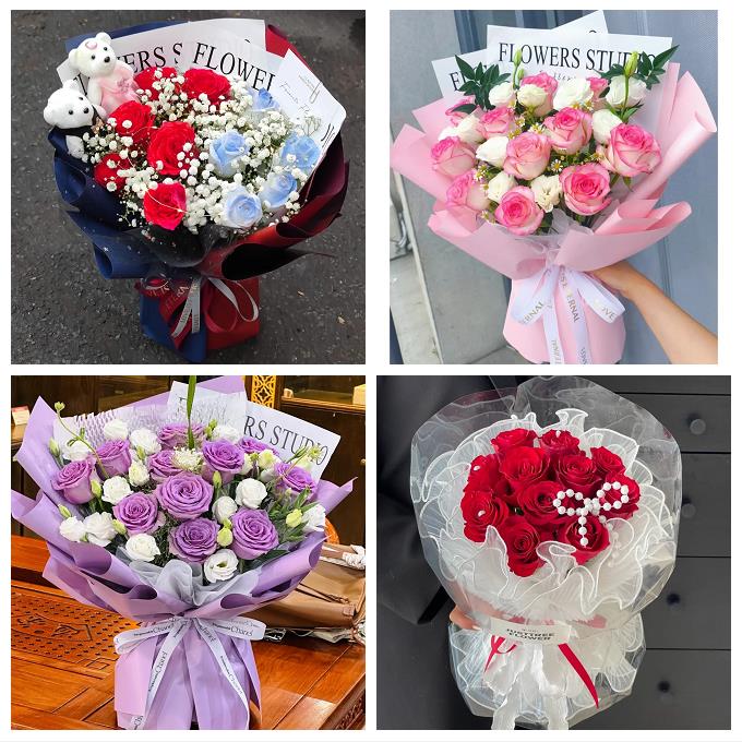 送丹东市元宝区振兴区振安区鲜花店卡布碎冰蓝紫玫瑰花束同城配送