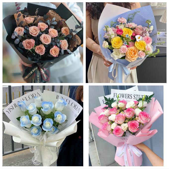 沧州市新华区运河区沧县青县鲜花店卡布碎冰蓝紫玫瑰花束同城配送