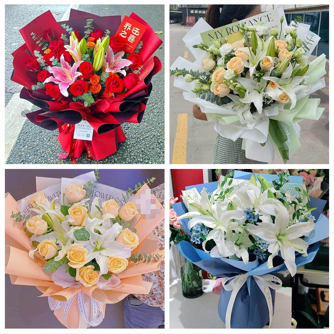 山东济宁市鱼台金乡嘉祥汶上县鲜花店同城送玫瑰香水百合生日花束