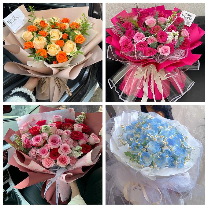 上海市青浦区赵巷徐泾华新镇鲜花店卡布碎冰蓝紫玫瑰花束同城配送