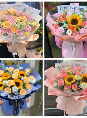 送平顶山市宝丰县叶县鲁山县花店同城送男女友领导玫瑰混搭鲜花束