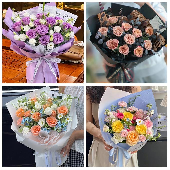 邢台市内丘柏乡县隆尧县任县鲜花店卡布碎冰蓝紫玫瑰花束同城配送