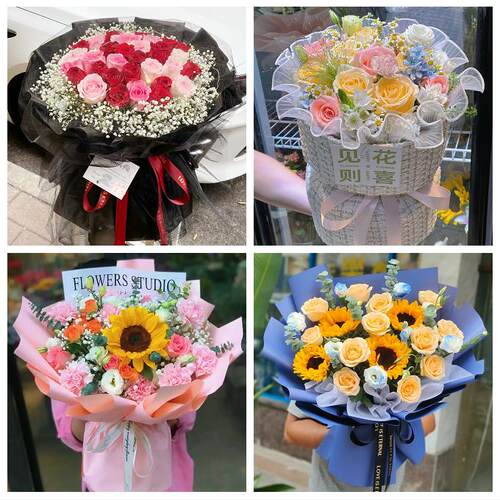 乌鲁木齐新市水磨沟头屯河区花店同城送男女友领导玫瑰混搭鲜花束