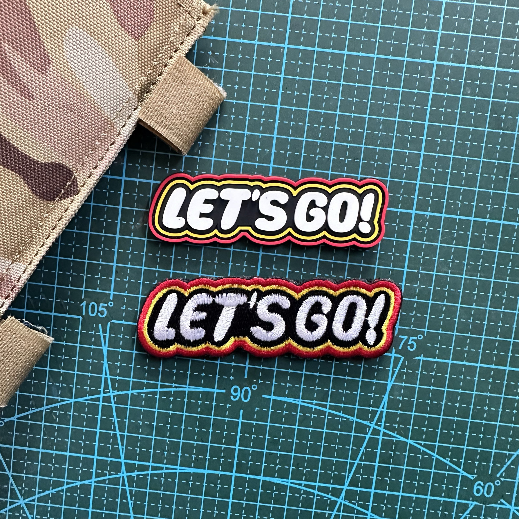 PVC 长条刺绣魔术贴LET'S GO!个性创意臂章 士气章背包贴章冲锋衣