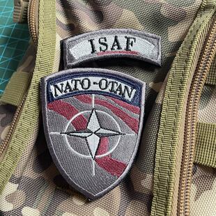 北约联盟ISAF臂章刺绣士气魔术贴徽章NATO军迷户外背包贴