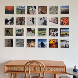 亚克力相框网红照片墙方8寸小红书抖音相片卡槽墙贴正八寸免打孔