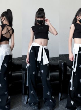 潮酷女童少儿爵士舞演出服套装