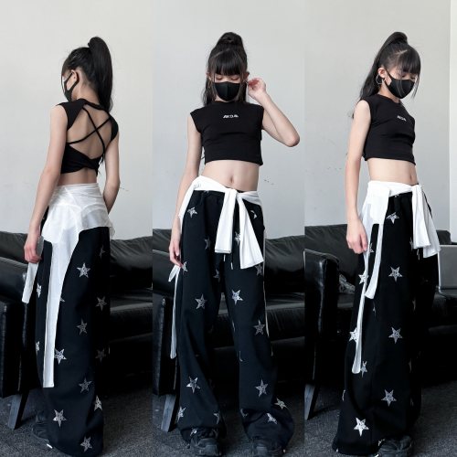 潮酷女童少儿爵士舞演出服套装