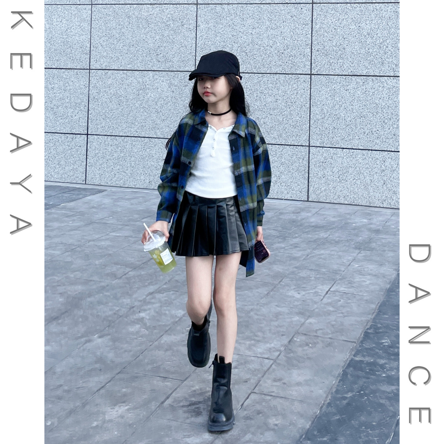 可达鸭纯棉甜酷春秋立领衬衫