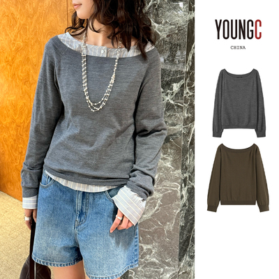 ICEDUST一字领套头女针织衫