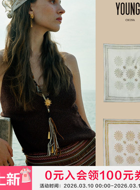 MONSECRET【海风天然苎麻丝巾春夏印花方巾】YOUNGC买手店