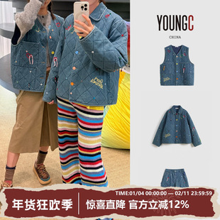 SHORT SENTENCE【彩色线饰牛仔棉马甲 棉服 棉裤】YOUNGC买手店