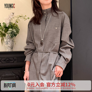 设计感系带收腰上衣 立领衬衣女 YOUNGC买手店 WHITE简白 CONCISE
