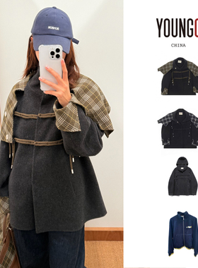 JUNWEILIN【围巾领羊绒大衣 宽松绳结外套】设计师品牌 no退可换