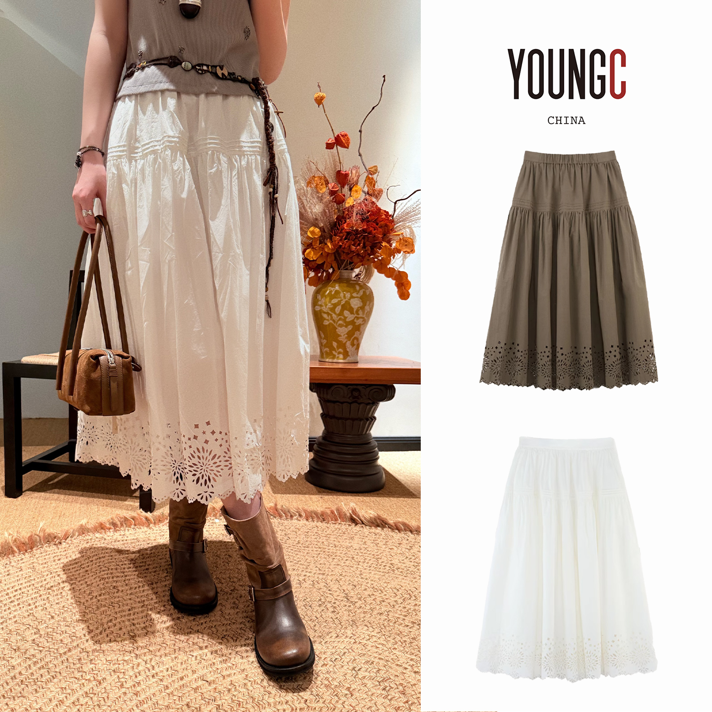 ANNENONO设计师品牌 【镂空刺绣花边半裙】YOUNGC买手店