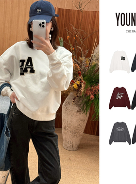 ANINE BING【字母贴片 水洗黑豹宽松印花 Jaci圆领卫衣】no退可换