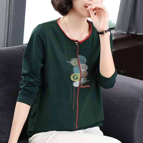 纯棉t恤新款休闲风遮肚春秋装