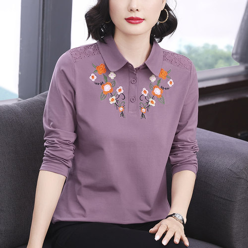 妈妈纯棉长袖T恤女上衣秋衣外穿