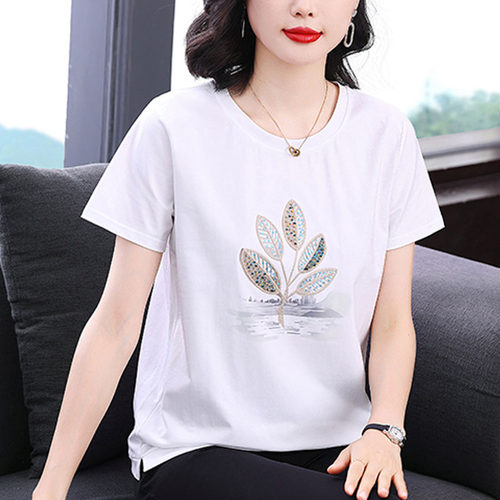 不起球不褪色妈妈纯棉短袖上衣女